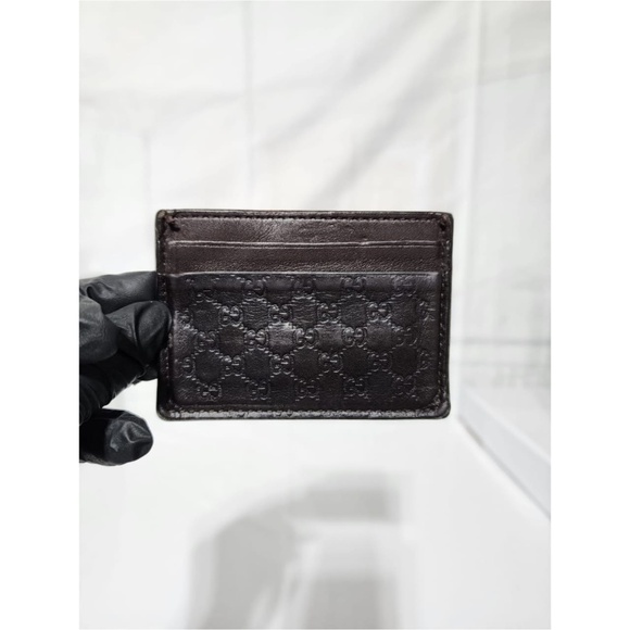 Authentic Gucci Microguccissima Pattern Leather Card Holder Brown - Picture 1 of 14